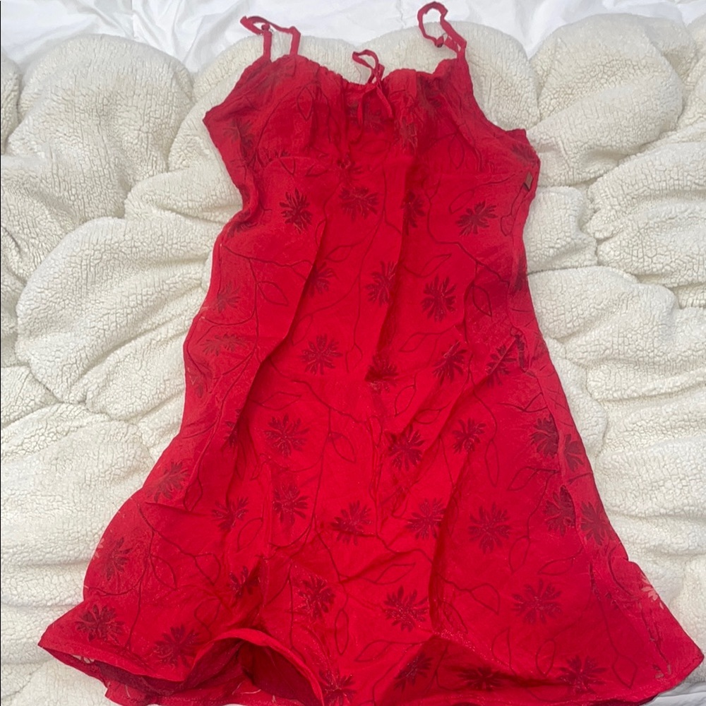 Red Floral Lace Dress